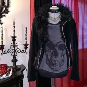 Tripp NYC Faux Fur/Suede Jacket with Corset Detail